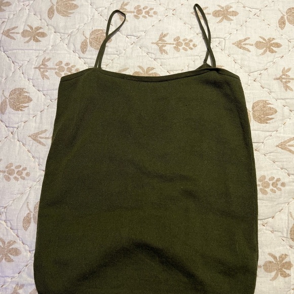 Olive Ruched Strappy Top - Picture 4 of 4